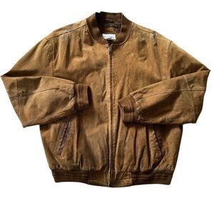Falls Creek Authentic Vintage Camel Brown Suede Genuine Leather Jacket Men XL